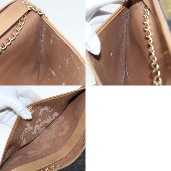 DIOR Chain Shoulder Bag Pvc Leather Black Brown Gold - Picture 12 of 12